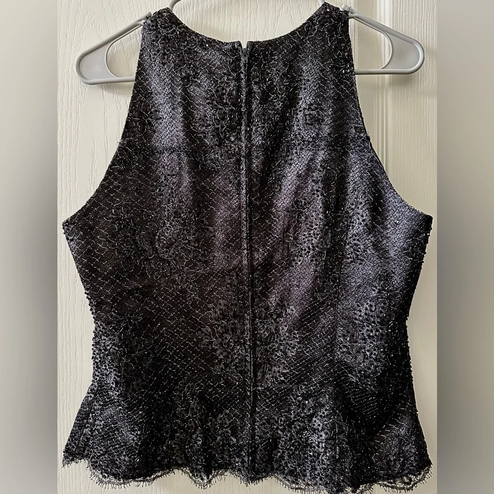 Carmen Marc Valvo Sleeveless Embellished Black Dressy Top - Picture 2 of 5